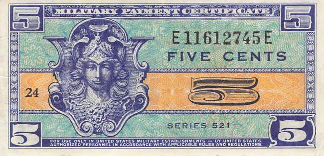 USA MPC Series 521 p.M29 5 Cents 1954 VF